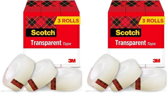 Main image of Transparent Tape, Clear Tape Engineered for Office and Home Use, 1 Inch Core 3/4 in x 1000 in, 3 Boxes (Pack of 2)