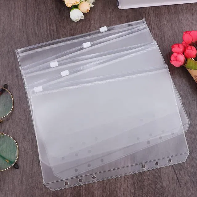 Alt view image 7 of 7 - 12PCS A5 Binder Pockets 6 Holes Budget Cash Envelopes for Budgeting, Clear Zipper Folders Planner Inserts Loose Leaf Bags Binder, Waterproof PVC Document Pouch Filing (Pack of 3)