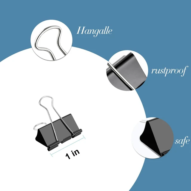 Alt view image 3 of 7 - Small Binder Clips 1 Inch Length, (144 Pcs) Small Paper Clips for Office Supplies