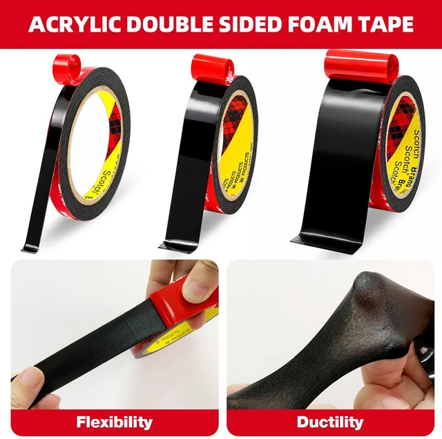 Alt view image 2 of 7 - 3M Double Sided Tape Heavy Duty 0.39in x 10ft, Removable Mounting Tape Adhesive Strips Double Sided Mounting Tape, Strong Foam Tape for Walls Picture Hanging Poster, Car, LED Strip Light