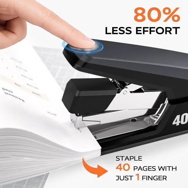 Alt view image 2 of 7 - Heavy Duty Stapler for Desk with 40-50 Sheet, 2000 Staples, Black Teacher Stapler, Office & Classroom Stapler, Effortless, 1-Touch Stapling, Easy-to-Load with Magnetic Staple Remover