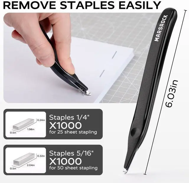 Alt view image 5 of 7 - Heavy Duty Stapler for Desk with 40-50 Sheet, 2000 Staples, Black Teacher Stapler, Office & Classroom Stapler, Effortless, 1-Touch Stapling, Easy-to-Load with Magnetic Staple Remover