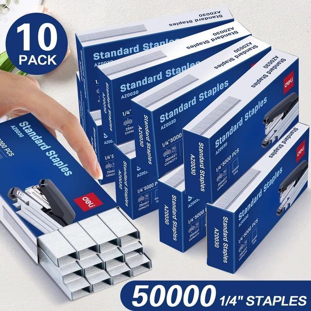 Alt view image 2 of 7 - Staples, 50000 Staples, 1/4'' Length, 210/Strip, 10 Boxes of 5000 Each Standard Staples for Desktop Staplers