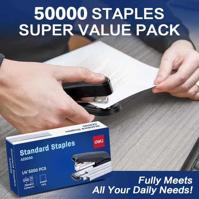 Alt view image 7 of 7 - Staples, 50000 Staples, 1/4'' Length, 210/Strip, 10 Boxes of 5000 Each Standard Staples for Desktop Staplers