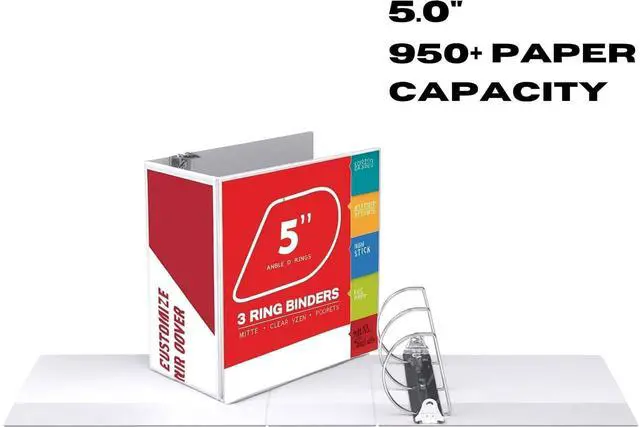 Alt view image 2 of 5 - 3, Professional Angle D 5 Inch, Presentation Folder for Standard Pages 8.5 x 11 with Pockets, Crystal Clear View White