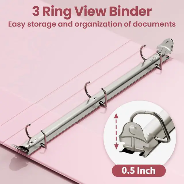 Alt view image 3 of 7 - 3 Ring Binder 0.5 Inch D Ring, Clear View Binder Three Ring PVC-Free (Fit 8.5x11 Inches) for School or Office Supplies, Assorted Pastel, 4 Pack