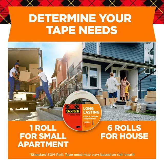 Alt view image 5 of 7 - Moving & Storage Tape, 1.88" x 54.6 yards, 3" Core, Clear, 6 Rolls/Pack