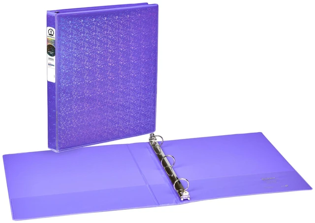 Alt view image 2 of 7 - Luxe Collection Durable Holographic 3 Ring Binder, Customizable View Cover, 1 Inch Round Rings, 1 Holographic Violet Binder (03226) (Pack of 6)