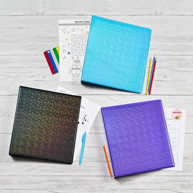 Alt view image 7 of 7 - Luxe Collection Durable Holographic 3 Ring Binder, Customizable View Cover, 1 Inch Round Rings, 1 Holographic Violet Binder (03226) (Pack of 6)