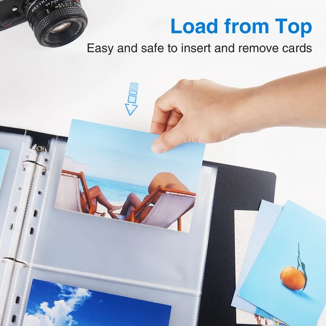 Alt view image 6 of 6 - 100 Pack 5x7 Photo Sleeves for 3 Ring Binder, Hold 400 Pictures Heavy Duty Plastic Binder Sleeves, Photo Album Refill Pages, Acid Free Archival Page Protector, Binder Inserts for Postcard