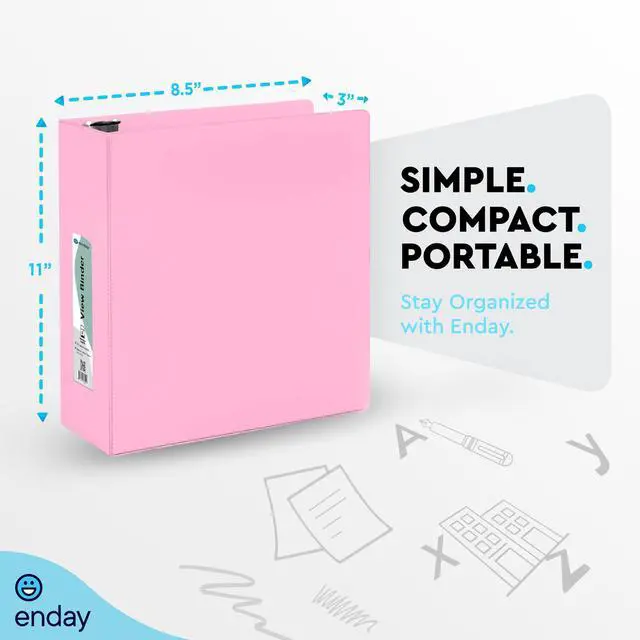 Alt view image 5 of 7 - 3 Inch Binder, Pink - 3 Inch 3 Ring Binder, D-Ring Pastel with Clear View Cover for Letter Size 8.5 x 11'' Paper & 2 Inside Pockets, Ideal for School Supplies, Office, and Home