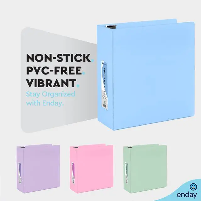 Alt view image 4 of 7 - 3 Inch Binder, Blue - 3 Inch 3 Ring Binder, D-Ring Pastel with Clear View Cover for Letter Size 8.5 x 11'' Paper & 2 Inside Pockets, Ideal for School Supplies, Office, and Home