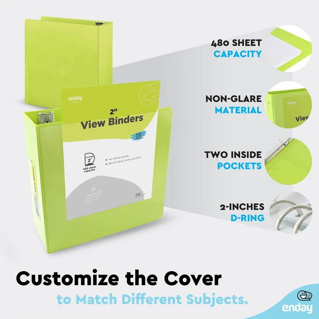 Alt view image 4 of 7 - 2 inch 3 Ring Binder (6 Pack - Assorted Colors) Binder 2 inch with Clear View Cover and 2 Inside Pocket - for Letter Size 8.5 x 11'' Paper, Ideal for School Supplies, Office, and Home