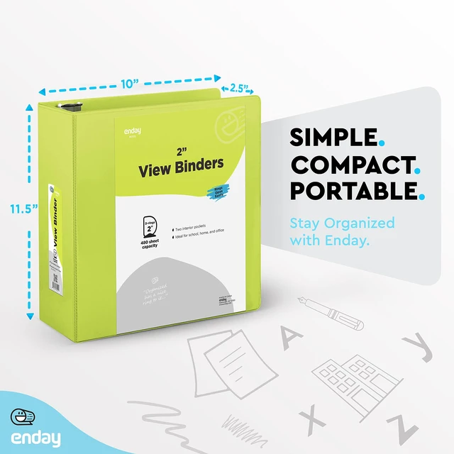 Alt view image 3 of 7 - 2 inch 3 Ring Binder (6 Pack - Assorted Colors) Binder 2 inch with Clear View Cover and 2 Inside Pocket - for Letter Size 8.5 x 11'' Paper, Ideal for School Supplies, Office, and Home