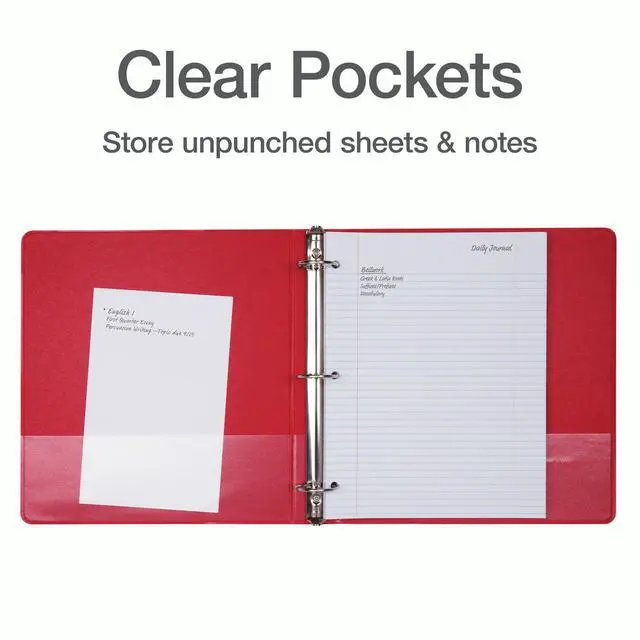 Alt view image 3 of 6 - 3 Ring Binders, 1.5 Inch, Round Rings, Holds 350 Sheets, ClearVue Presentation View, Non-Stick, Assorted Bright Colors, 6 Pack (79557)