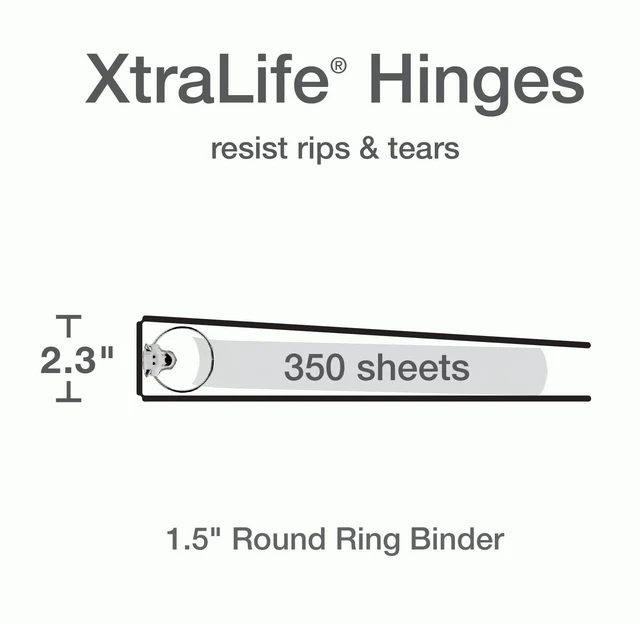 Alt view image 2 of 6 - 3 Ring Binders, 1.5 Inch, Round Rings, Holds 350 Sheets, ClearVue Presentation View, Non-Stick, Assorted Bright Colors, 6 Pack (79557)