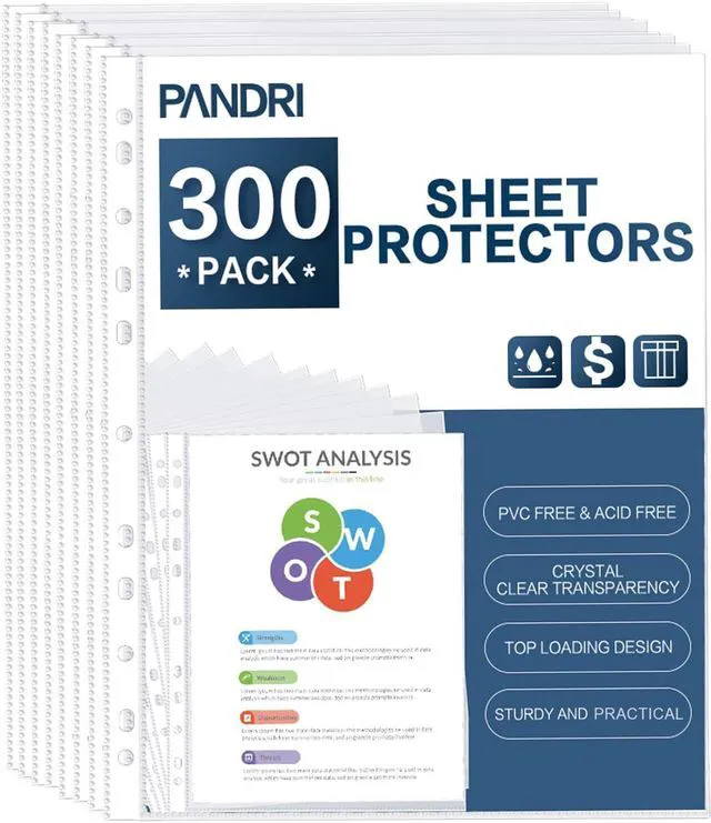 Main image of 300 Pack Heavy Duty Sheet Protectors Fit 3 Ring Binder, Letter Size Clear Heavy Duty Plastic, 9.25 x 11.25 inch, Reinforced 11-Hole, Fit for 3 Ring Binder, Top Loaded, Excluding Acid