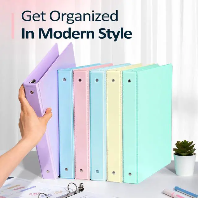 Alt view image 7 of 7 - 4 Pack 3 Ring Binders 1 Inch, 1" Three Round Ring Binder with Pockets Extra Durable, Eco-Friendly, PVC-Free, Reinforced Hinge, 700-Sheet Capacity, Interior Pockets, Customizable, School, Office