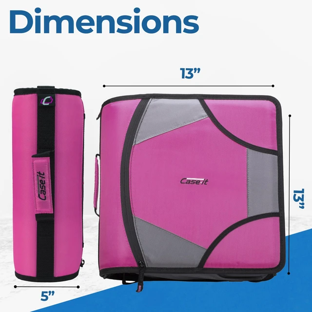 Alt view image 5 of 7 - it School Zipper Binder | 4-Inch D-Rings | 800-Sheet | D-186 Magenta King Sized Zip Tab, 5-Subject Expanding File Folder, Multiple Pockets, Storage Organizer, Shoulder Strap, Office