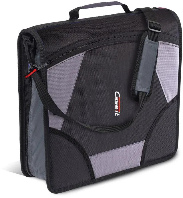 Main image of it School Zipper Binder | 4-Inch D-Rings | 800-Sheet | D-186 Jet Black King Sized Zip Tab, 5-Subject Expanding File Folder, Multiple Pockets, Storage Organizer, Shoulder Strap, Office