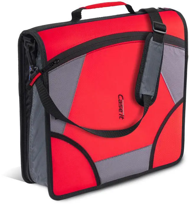 Main image of it Zipper Binder | 4-Inch D-Rings | 800-Sheet | D-186 Fire Engine Red King Sized Zip Tab, 5-Subject Expanding File Folder, Multiple Pockets, Storage Organizer, Shoulder Strap, School & Office