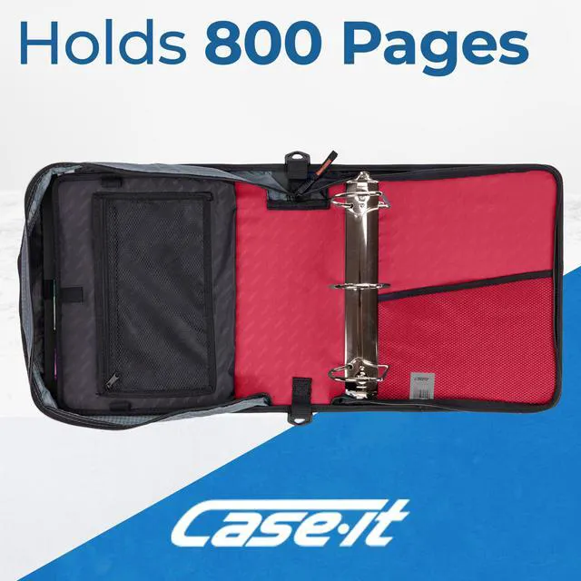Alt view image 3 of 7 - it Zipper Binder | 4-Inch D-Rings | 800-Sheet | D-186 Fire Engine Red King Sized Zip Tab, 5-Subject Expanding File Folder, Multiple Pockets, Storage Organizer, Shoulder Strap, School & Office