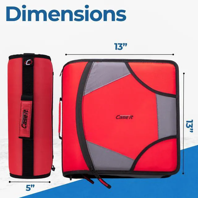 Alt view image 5 of 7 - it Zipper Binder | 4-Inch D-Rings | 800-Sheet | D-186 Fire Engine Red King Sized Zip Tab, 5-Subject Expanding File Folder, Multiple Pockets, Storage Organizer, Shoulder Strap, School & Office