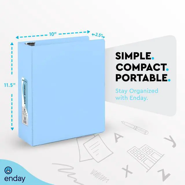 Alt view image 5 of 7 - 2 Inch Binder, Blue - 2 Inch 3 Ring Binder, D-Ring Pastel with Clear View Cover for Letter Size 8.5 x 11'' Paper & 2 Inside Pockets, Ideal for School Supplies, Office, and Home