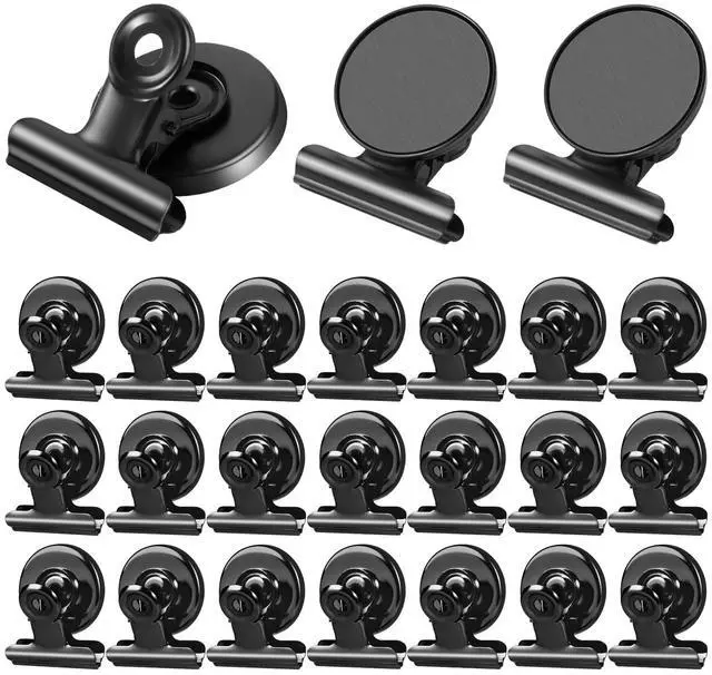 Main image of 24Pack Strong Fridge Magnets Magnetic Clips Bulldog Clips Perfect for Refrigerator Whiteboard Magnets Photo Displays Home School Use Magnets for Whiteboard Heavy Duty Magnetic Clips(Black)
