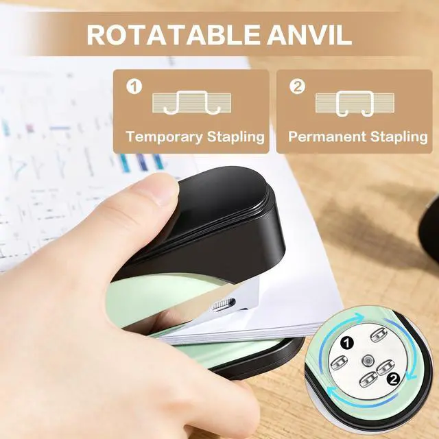 Alt view image 7 of 7 - Stapler Heavy Duty, 2000 Staples and Staple Remover, Green 50 Sheet Capacity, No Jam, Full Strip, Non-Slip Office Stapler with Staples for Office, Classroom