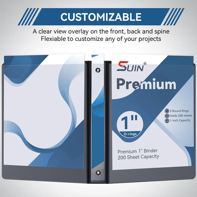 Alt view image 4 of 7 - 1-inch 3 Ring Binder with Durable -Premium 1'' Binders with 3 Roung Ring, Large 200 Sheet Capacity, Fit 8.5" x 11" US Letter Size Paper (1'' -Black 12 Packs)
