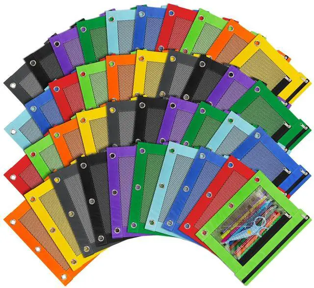 Main image of 40 Pack Pencil Pouch for 3 Ring Binder Pencil Pouches with Zipper Pencil Pouches Pencil Bags for Classroom bulk Pencil Box Pencil Case for Storing School Students Teacher Supplies