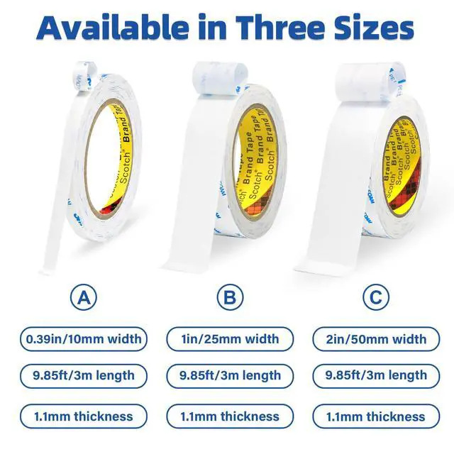 Alt view image 2 of 7 - 3M Double Sided Tape 2"×16.5ft, Heavy Duty Mounting Tape No Residue Picture Hanging Strips Removable PE Foam Tape Waterproof For Poster Tape, Carpet Tape Rug Gripper,Art Craft Tape