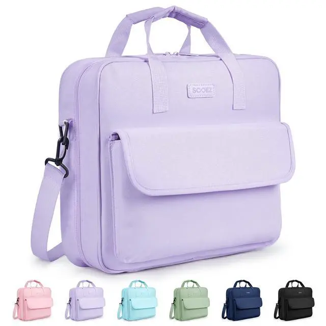 Main image of Zipper Binder Bag, 3 Inch 3 Ring Binder with D-Ring, Holds 900 Sheets Cute School Binder with Shoulder Strap & Handle, Multi-Pocket Organizer for Middle School College Office Supplies, Purple