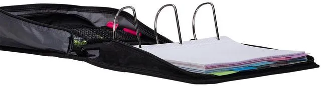 Alt view image 3 of 5 - it School Zipper Binder | 4-Inch D-Rings | 800-Sheet | D-186 Red King Sized Zip Tab, 5-Subject Expanding File Folder, Multiple Pockets, Storage Organizer, Shoulder Strap, Office