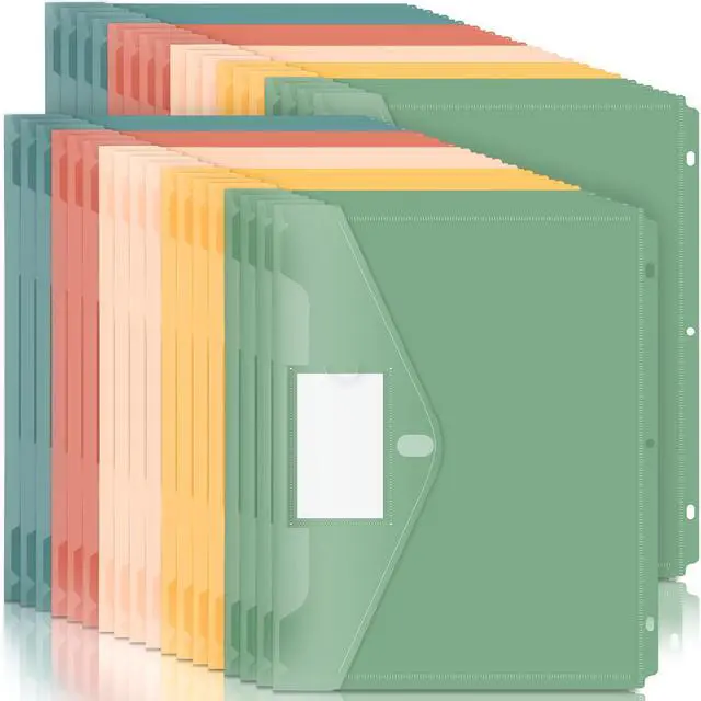 Main image of Binder Pocket, 36 Pack Super Heavyweight Plastic Binder Folders Tight Closure Binder Folders Side Loading, 3 Ring Binder Pocket, Binder Dividers with Pockets, Letter Size, Retro Series
