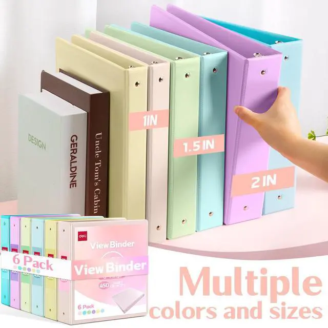 Alt view image 7 of 7 - 2-inch 3 Ring Binder 6 Pack,11" x 8.5" US Letter Size 2 inch Binders with 2 Interior Pockets, 450 Sheets Capacity,Assorted 6 Pastel Colors