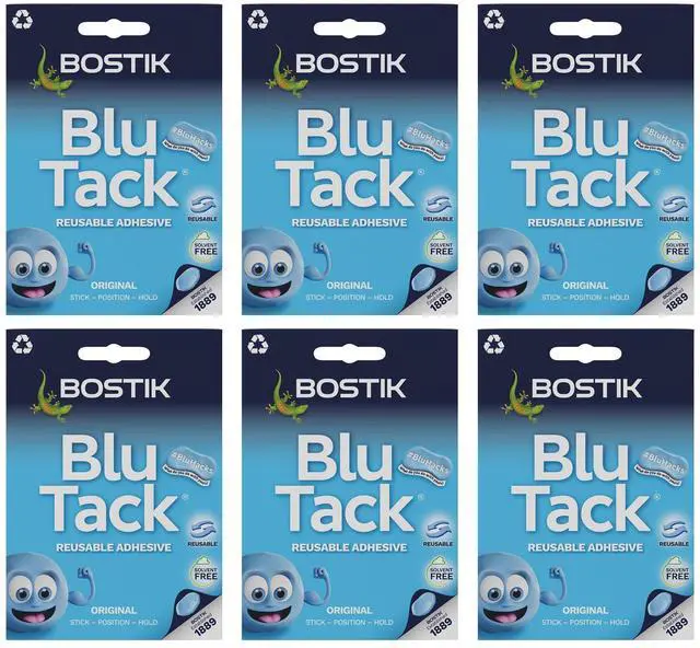 Main image of Blu Tack (6 Pack) 1.6oz Multipurpose Mounting Sticky Putty | Non-Toxic Reusable Hanging Adhesive | Great for Home, School & Office | Blue