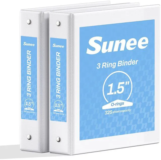 Main image of 3 Ring Binder 1.5 Inch 2 Pack, Clear View Three Ring PVC-Free (Fit 8.5x11 Inches) for School or Office Supplies, White