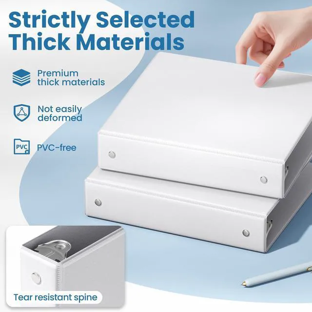Alt view image 4 of 7 - 3 Ring Binder 1.5 Inch 2 Pack, Clear View Three Ring PVC-Free (Fit 8.5x11 Inches) for School or Office Supplies, White