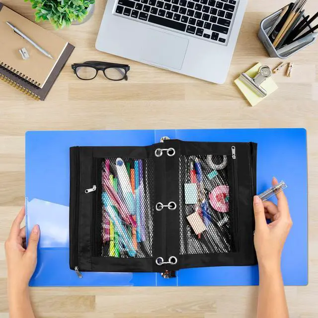 Alt view image 4 of 6 - 38 Pack Black Pencil Pouch for 3 Ring Binder Pencil Bags with Zipper Pencil Pouches Pencil Bags for Classroom bulk Pencil Box Pencil Case for Storing School Students Teacher Supplies