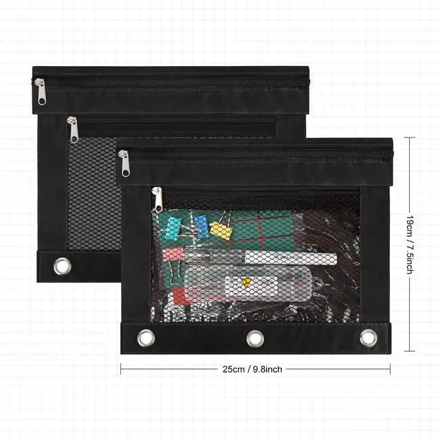 Alt view image 2 of 6 - 38 Pack Black Pencil Pouch for 3 Ring Binder Pencil Bags with Zipper Pencil Pouches Pencil Bags for Classroom bulk Pencil Box Pencil Case for Storing School Students Teacher Supplies