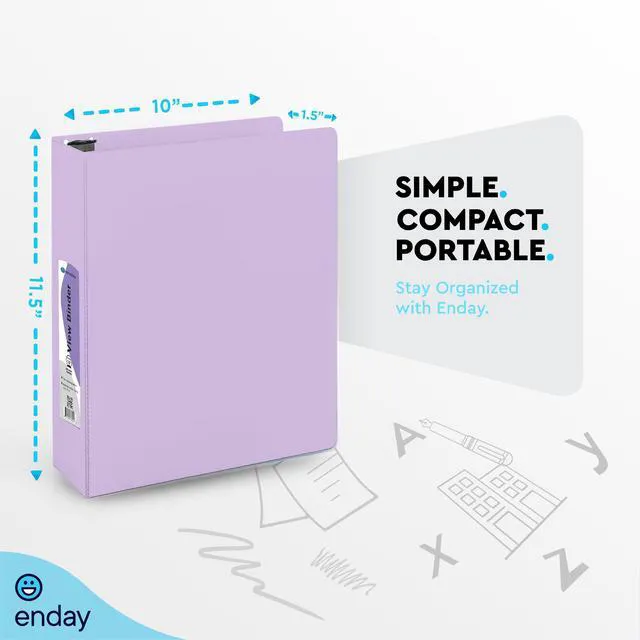 Alt view image 5 of 7 - 1.5 Inch Binder, Purple - 1.5 Inch 3 Ring Binder, Round Ring Pastel with Clear View Cover for Letter Size 8.5 x 11'' Paper & 2 Inside Pockets, Ideal for School Supplies, Office, and Home