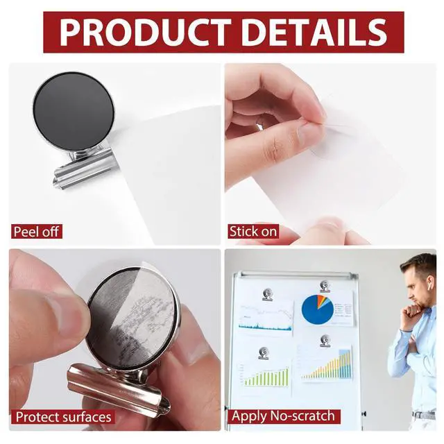 Alt view image 4 of 6 - 24Pack Refrigerator Magnets Magnetic Clips Fridge Magnets-Scratch Free Perfect for Note List Photo Displays Home School Office Use Magnets for Whiteboard Heavy Duty Magnetic Clips(Silver)