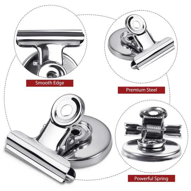 Alt view image 3 of 6 - 24Pack Refrigerator Magnets Magnetic Clips Fridge Magnets-Scratch Free Perfect for Note List Photo Displays Home School Office Use Magnets for Whiteboard Heavy Duty Magnetic Clips(Silver)