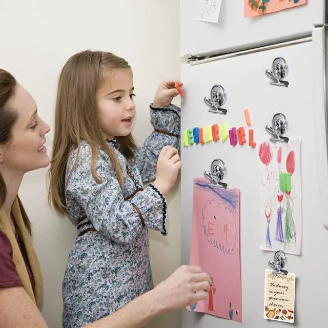 Alt view image 5 of 6 - 24Pack Refrigerator Magnets Magnetic Clips Fridge Magnets-Scratch Free Perfect for Note List Photo Displays Home School Office Use Magnets for Whiteboard Heavy Duty Magnetic Clips(Silver)