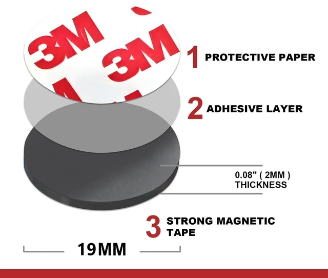 Alt view image 3 of 6 - Circle 0.75" Round Magnets with Adhesive Backing,Peel and Stick Refrigetor Magnets,Self Sticky Pre-Cut Magnetic Dots (175 PCS)