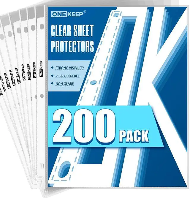 Alt view image 7 of 7 - 200 Pack Sheet Protectors, Top Loading Reinforced 3-Hole Page Protectors for 3-Ring Binders, Fits Standard 8.5" x 11" Letter Size Paper, Perfect for Documents & Photos, Office Supplies
