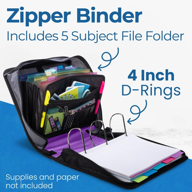 Alt view image 2 of 7 - it King Size 3-Ring Binder | 4-Inch Capacity | D-186 Purple Mighty Zip Tab, Fits 11 x 8.5-Inch Paper, School & Office