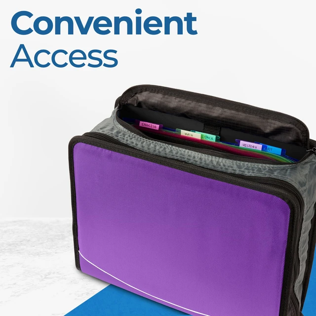 Alt view image 6 of 7 - it King Size 3-Ring Binder | 4-Inch Capacity | D-186 Purple Mighty Zip Tab, Fits 11 x 8.5-Inch Paper, School & Office